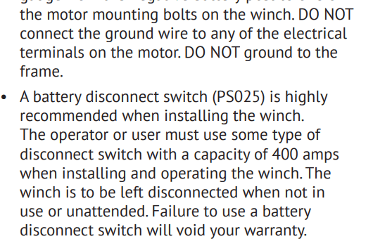 Jeep Gladiator Winch battery disconnect switch, to install it, or not to install it... winch-warranty