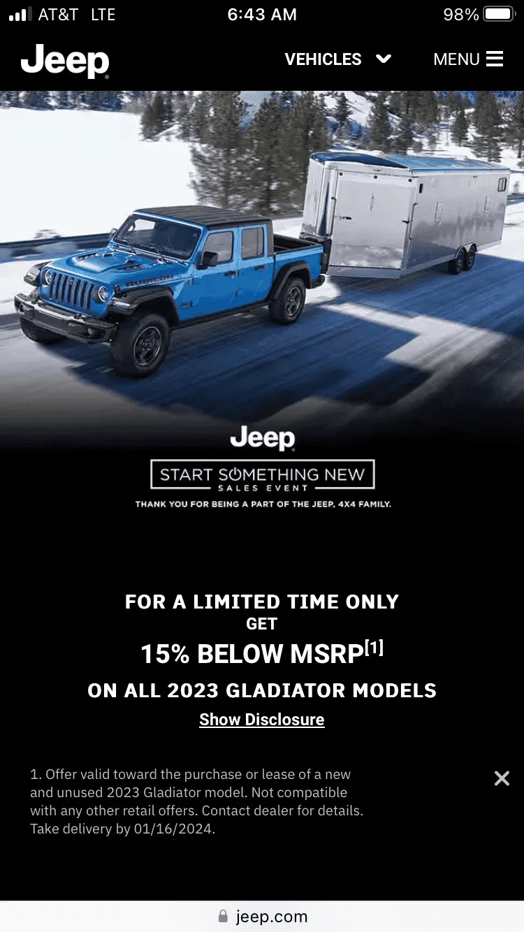 Jeep Gladiator Expected incentive for January? IMG_5162