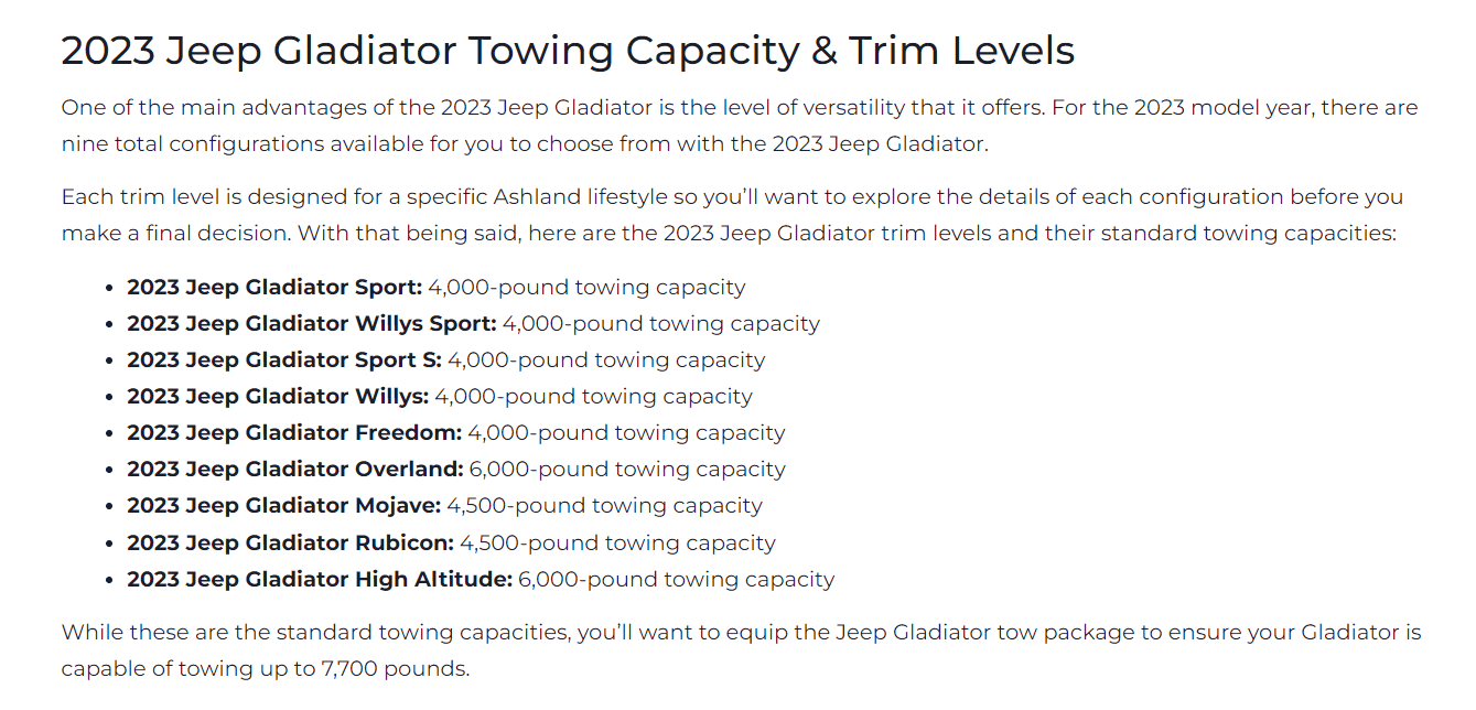 Jeep Gladiator Need a quick tow package answer 1704476634493