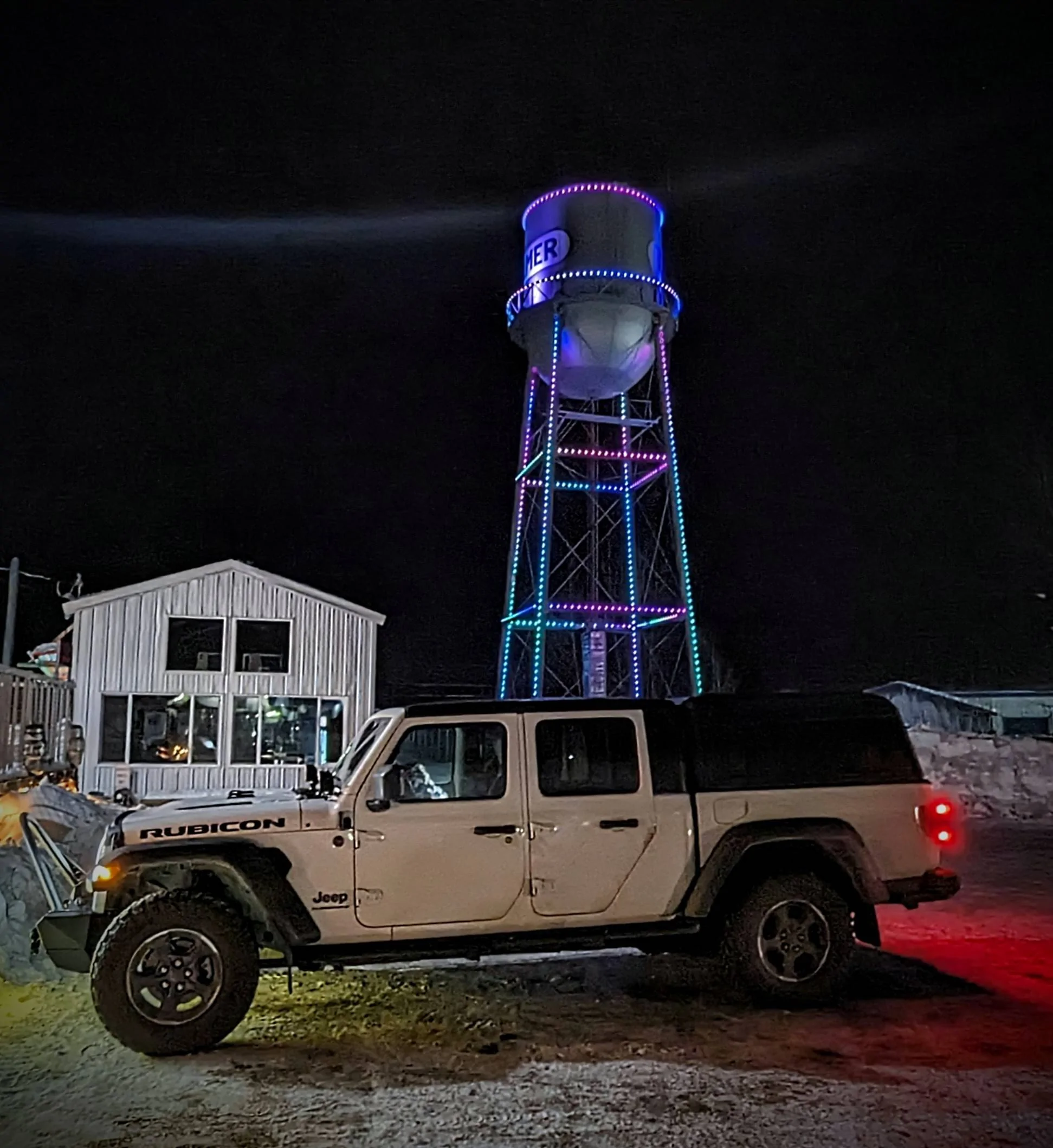 Jeep Gladiator Alaska Daily Drivers: Hydro Blue 80A and Bright White JTR PXL_20240107_053059521~2