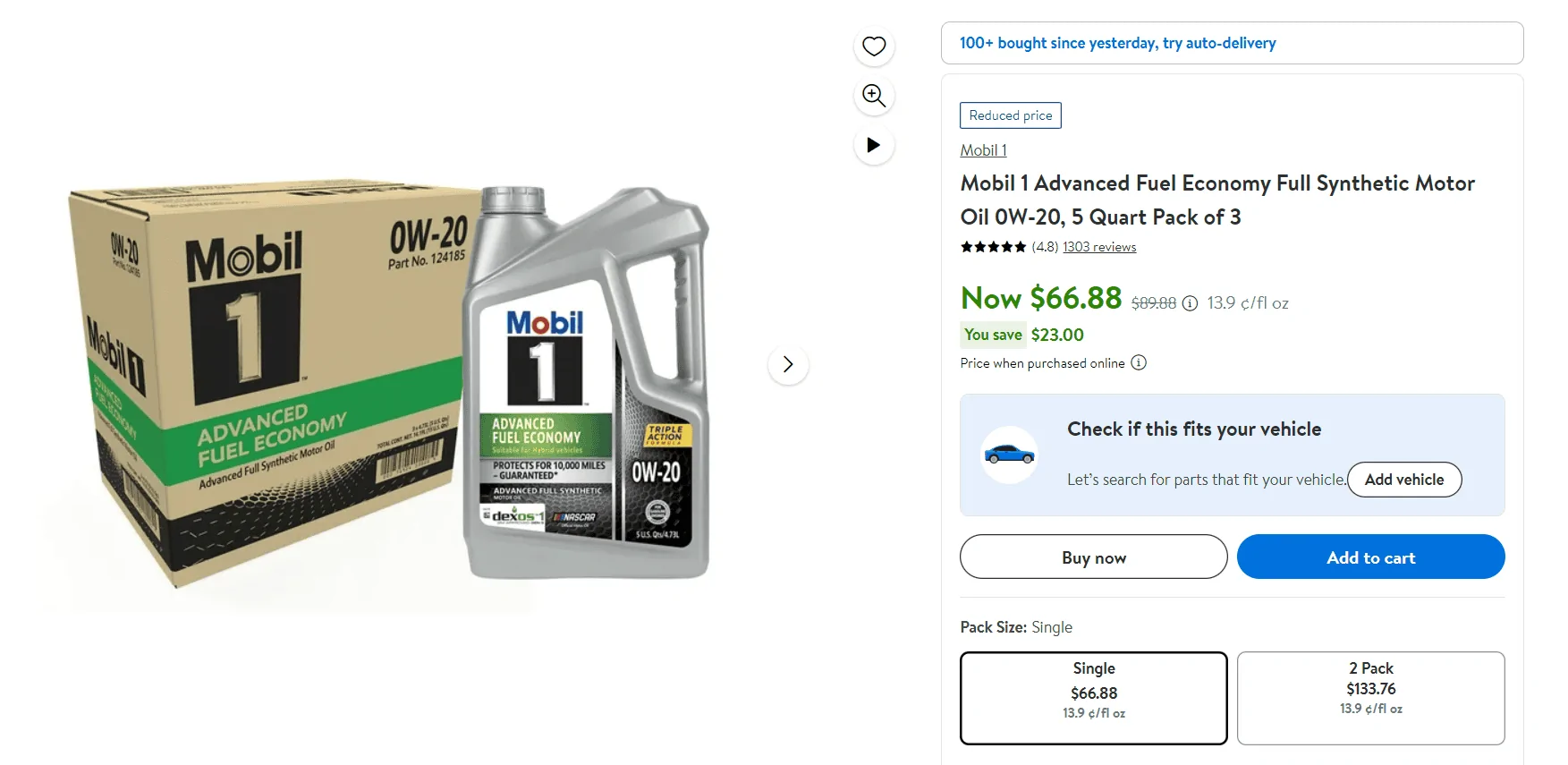 Jeep Gladiator Active Again!!!  Walmart Deal - Mobil 1 Full Synth 0W-20 Advanced Fuel Economy (5 qt 3 Pack) 1706070857752