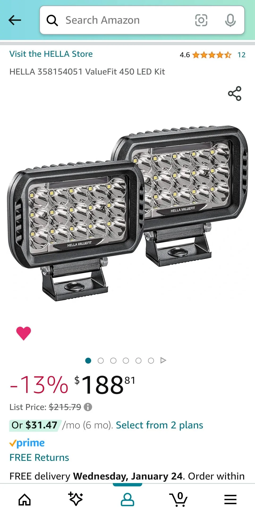 Jeep Gladiator Hella valuefit 450 lights Screenshot_20240120_141521_Amazon Shopping