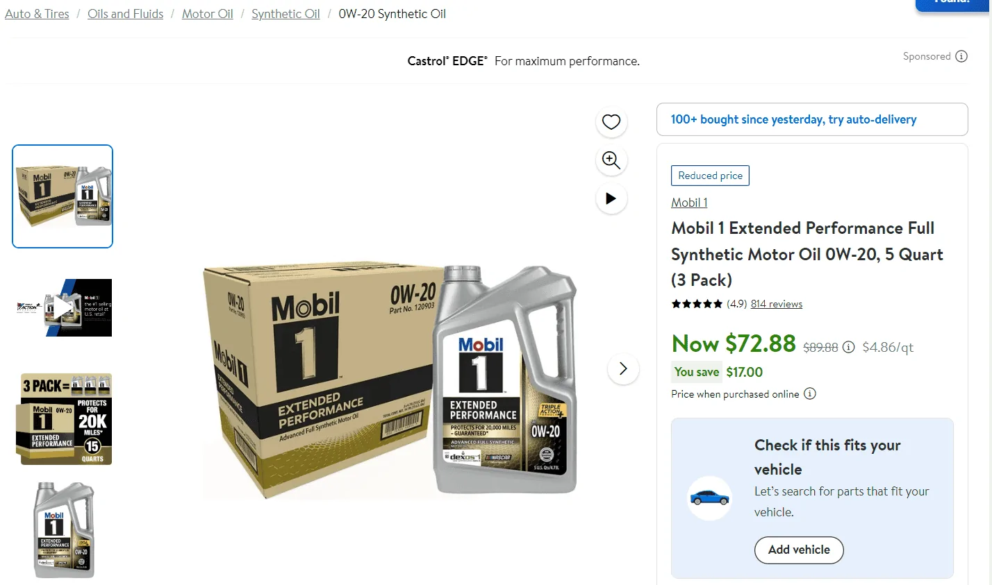 Jeep Gladiator Pennzoil Ultra Platinum 0W-20 (3pk - 5qt) $71.34 ($23.78 per) 1706540851055