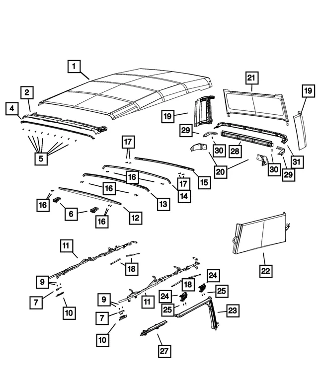Jeep Gladiator Replacement Parts for Soft Top 25950f322193b1917511879d9a896b98