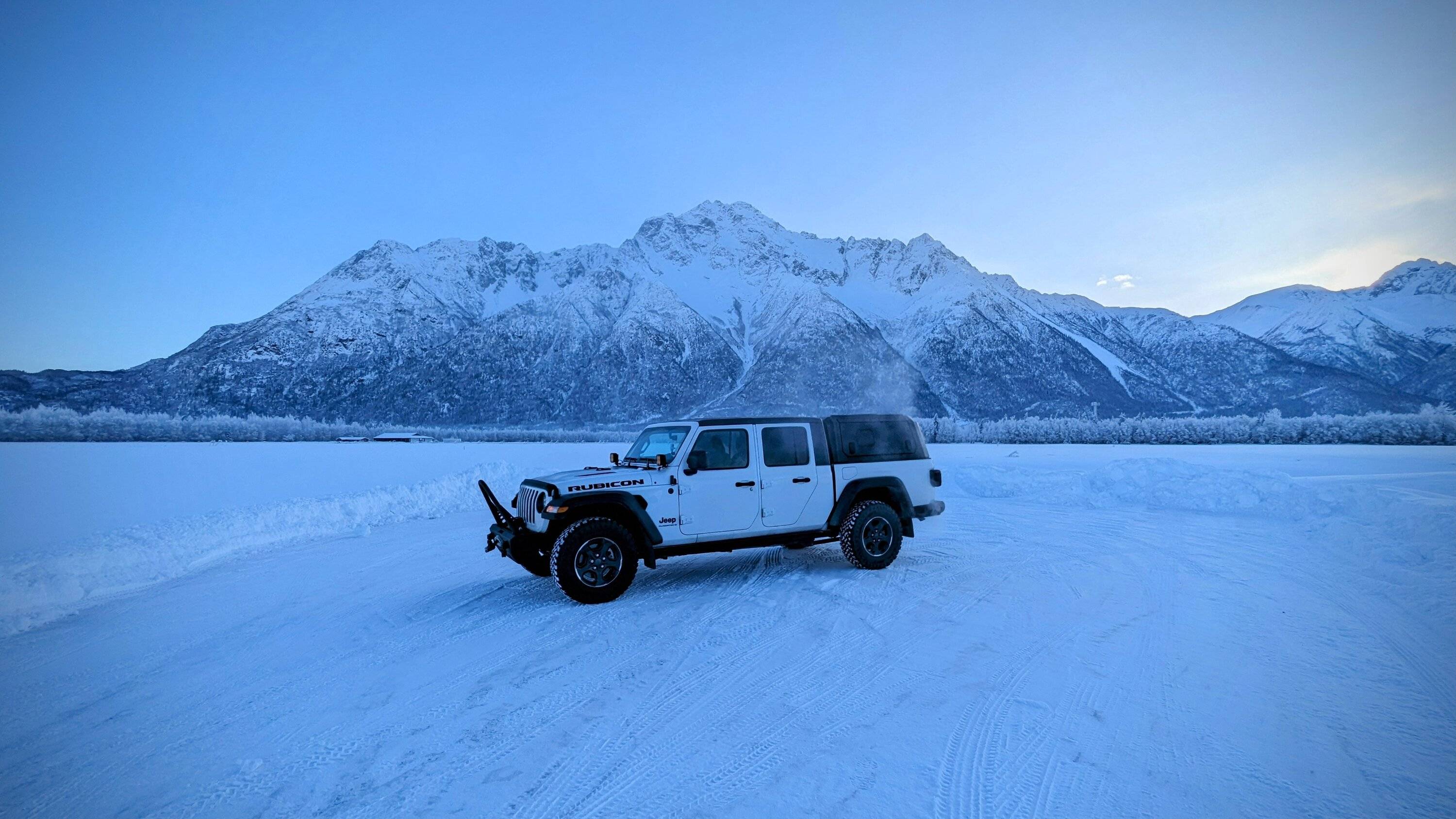 Jeep Gladiator Alaska Daily Drivers: Hydro Blue 80A and Bright White JTR PXL_20240201_235159759~2