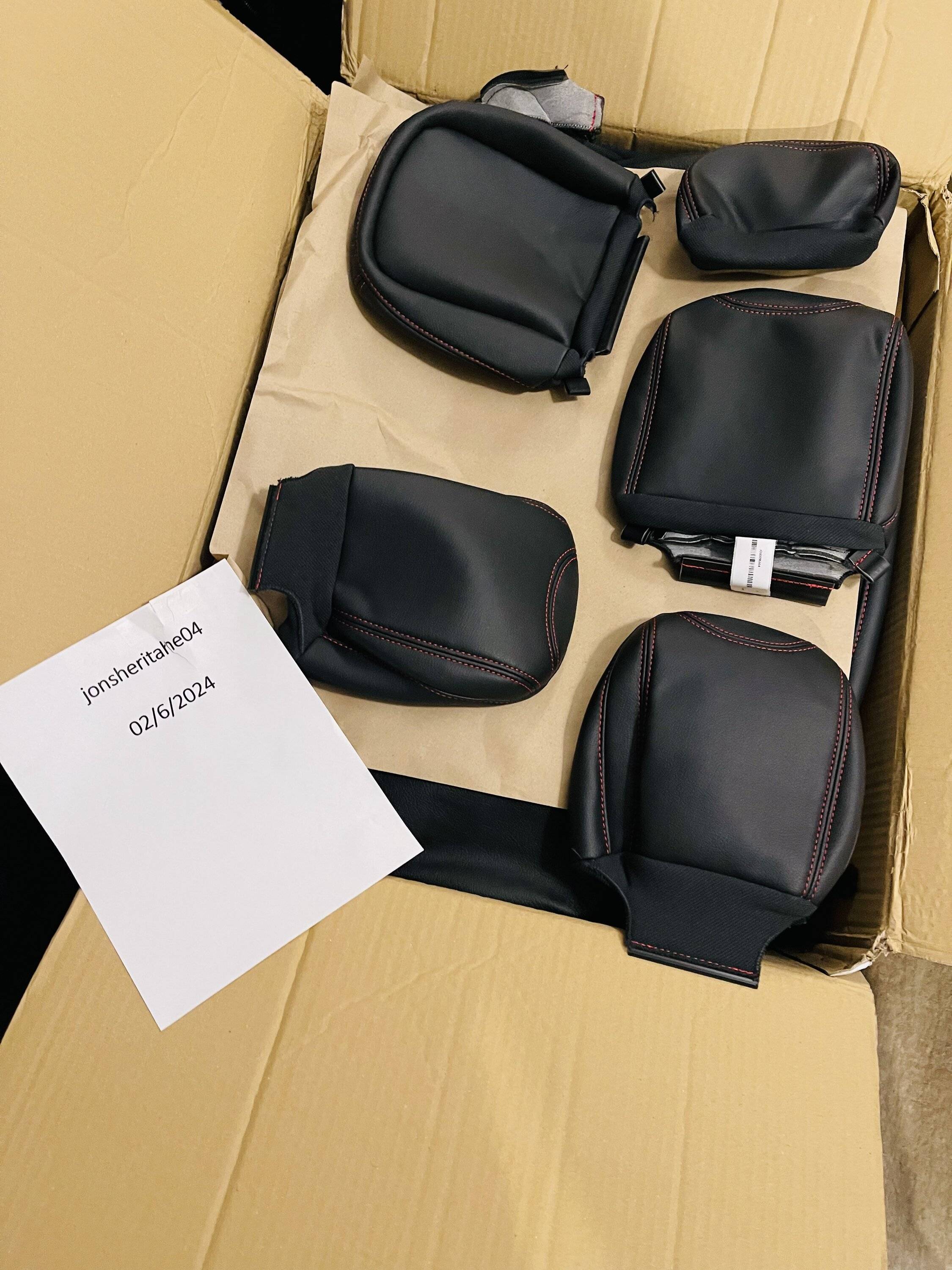 Jeep Gladiator New Katzkin Leather Seat Covers Black Leather w/Red Stitching for Rubicon IMG_4059