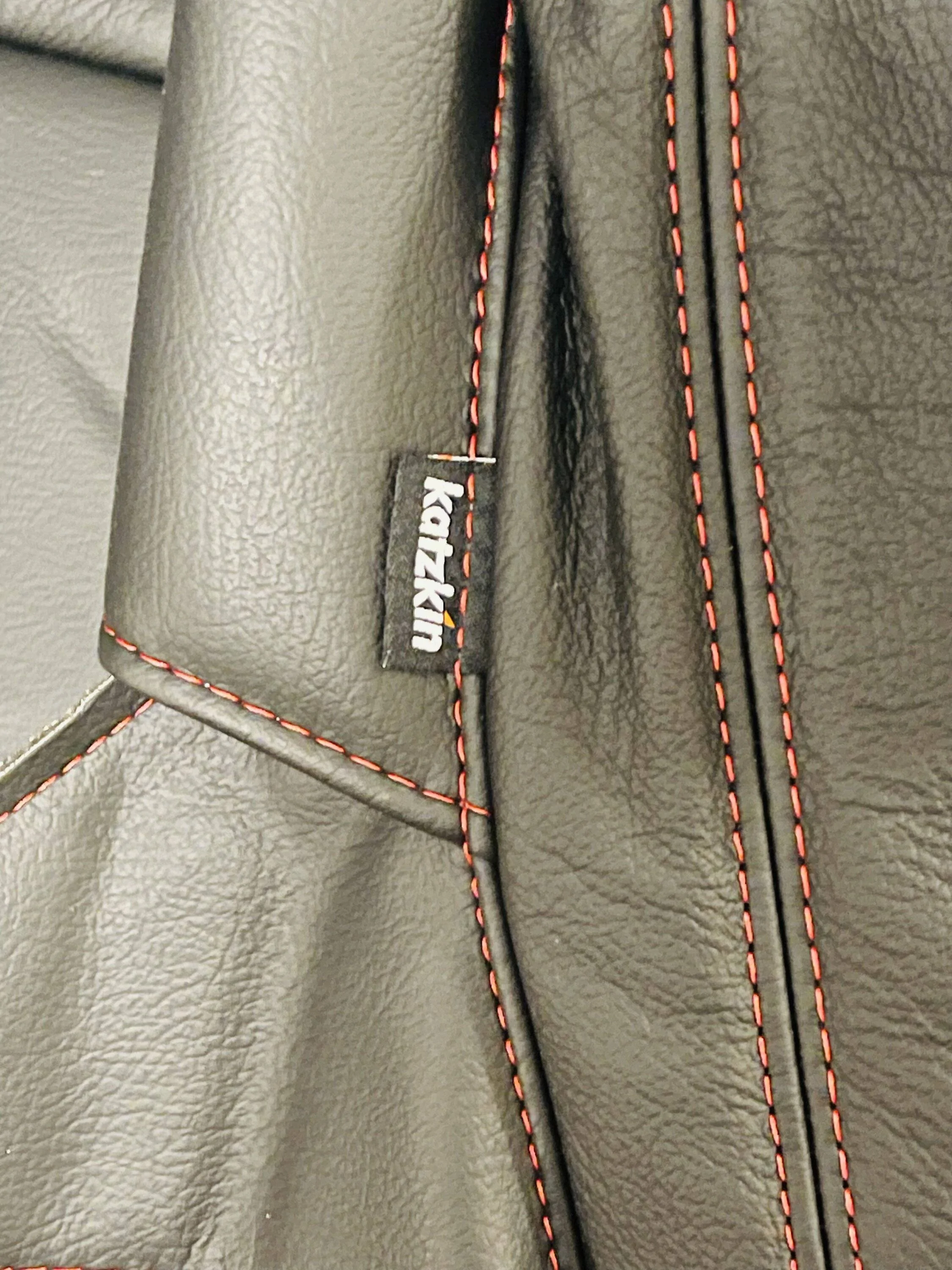 Jeep Gladiator New Katzkin Leather Seat Covers Black Leather w/Red Stitching for Rubicon IMG_4058