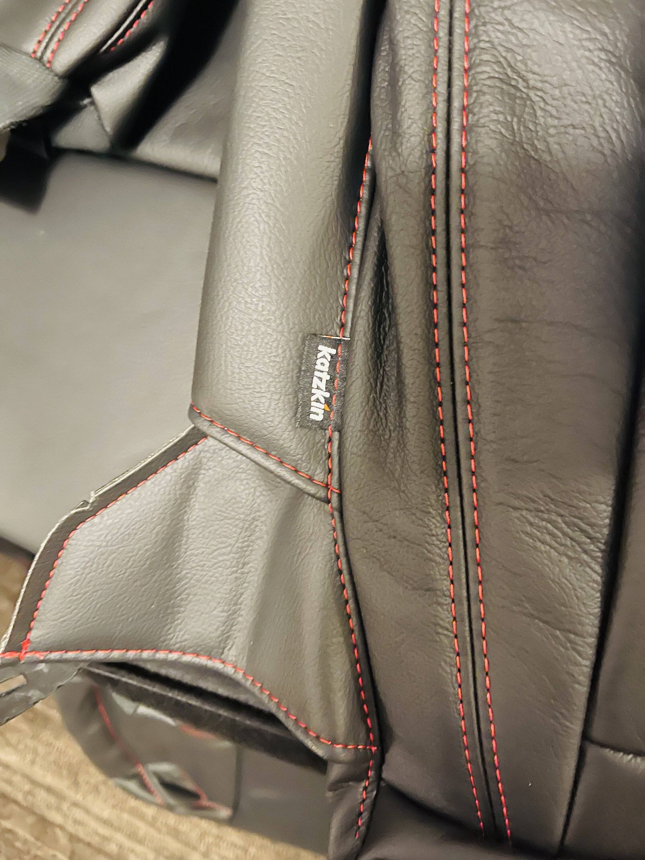 Jeep Gladiator New Katzkin Leather Seat Covers Black Leather w/Red Stitching for Rubicon IMG_4051