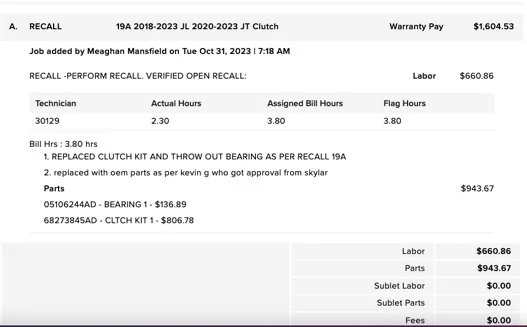 Jeep Gladiator Clutch Recall (2/23/23): Clutch Pressure Plate May Overheat -- Affecting 70,000 Manual Jeep Wranglers and Gladiators Clutch recall Nov 2023 copy