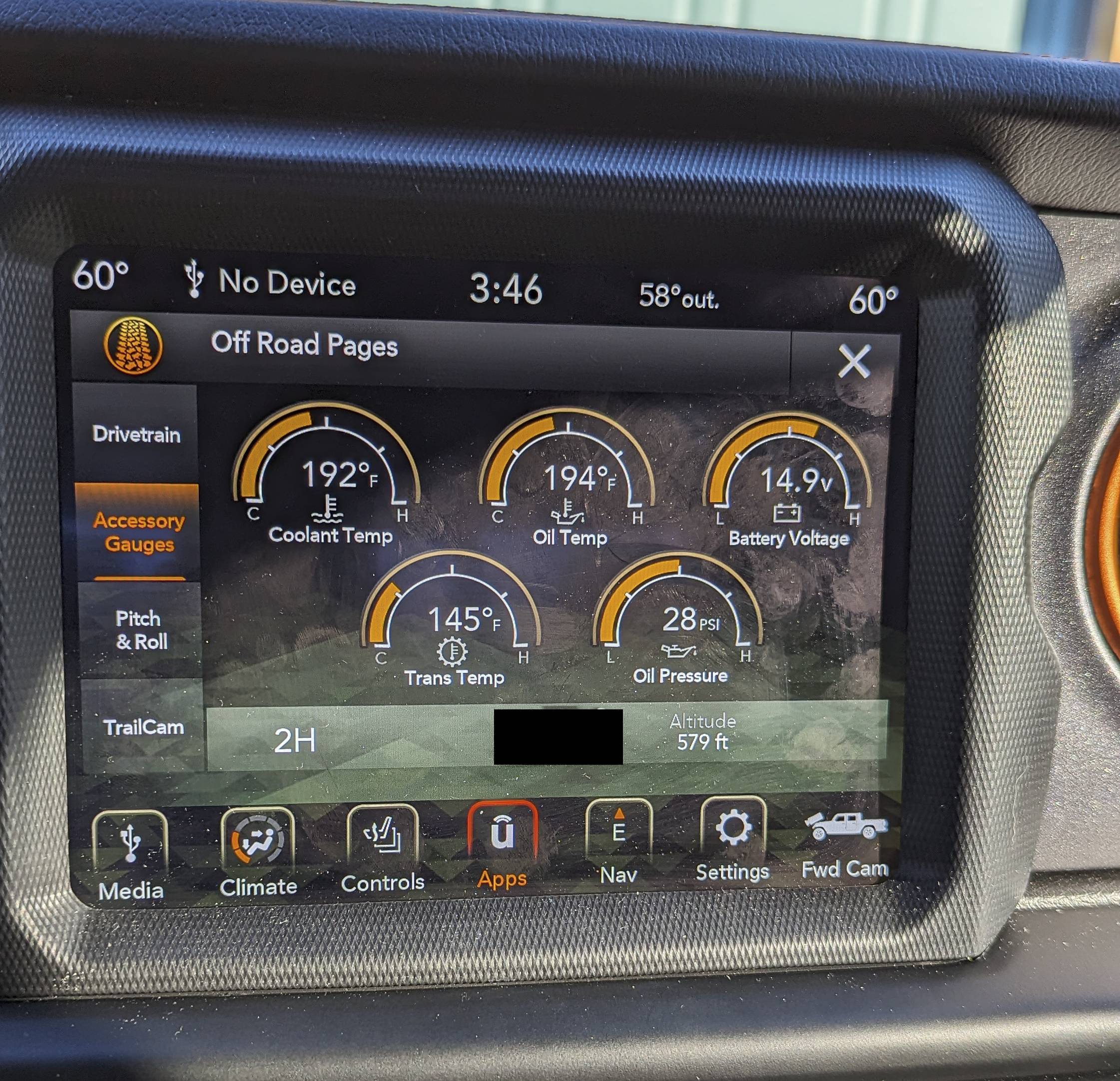 Jeep Gladiator 3.6 Pentastar coolant temp 222 degrees at idle PXL_20240215_204546966