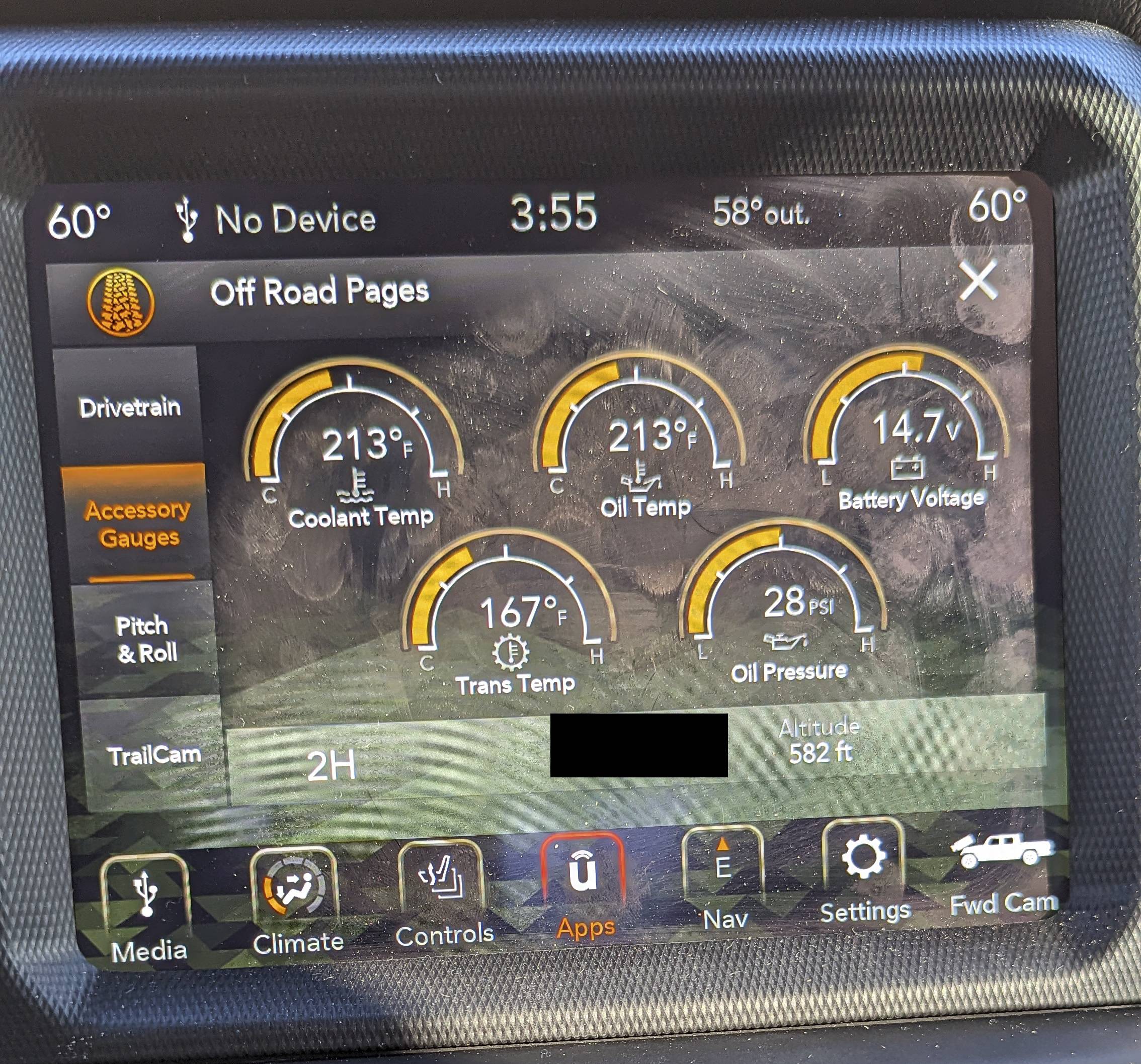 Jeep Gladiator 3.6 Pentastar coolant temp 222 degrees at idle PXL_20240215_205454359