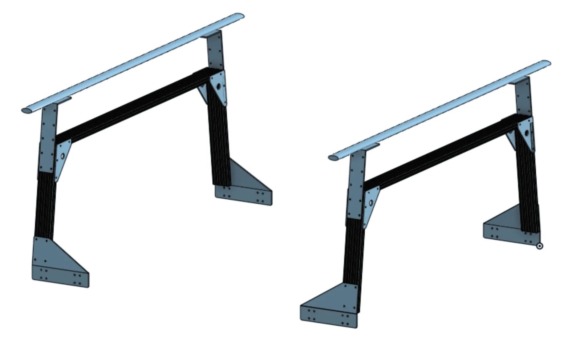 Jeep Gladiator Custom Angled Rack Using 1030 Extruded Aluminum Canoe Rack - full height