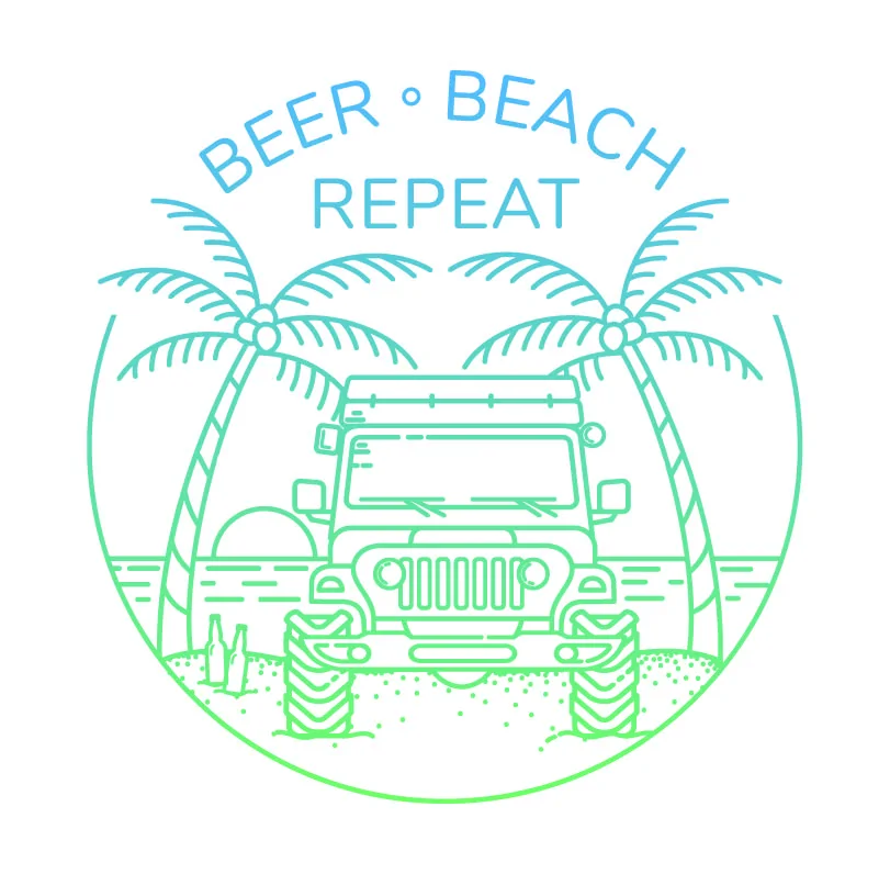 Jeep Gladiator Beer Beach Repeat takes on the Americas! BBR logo MULTI