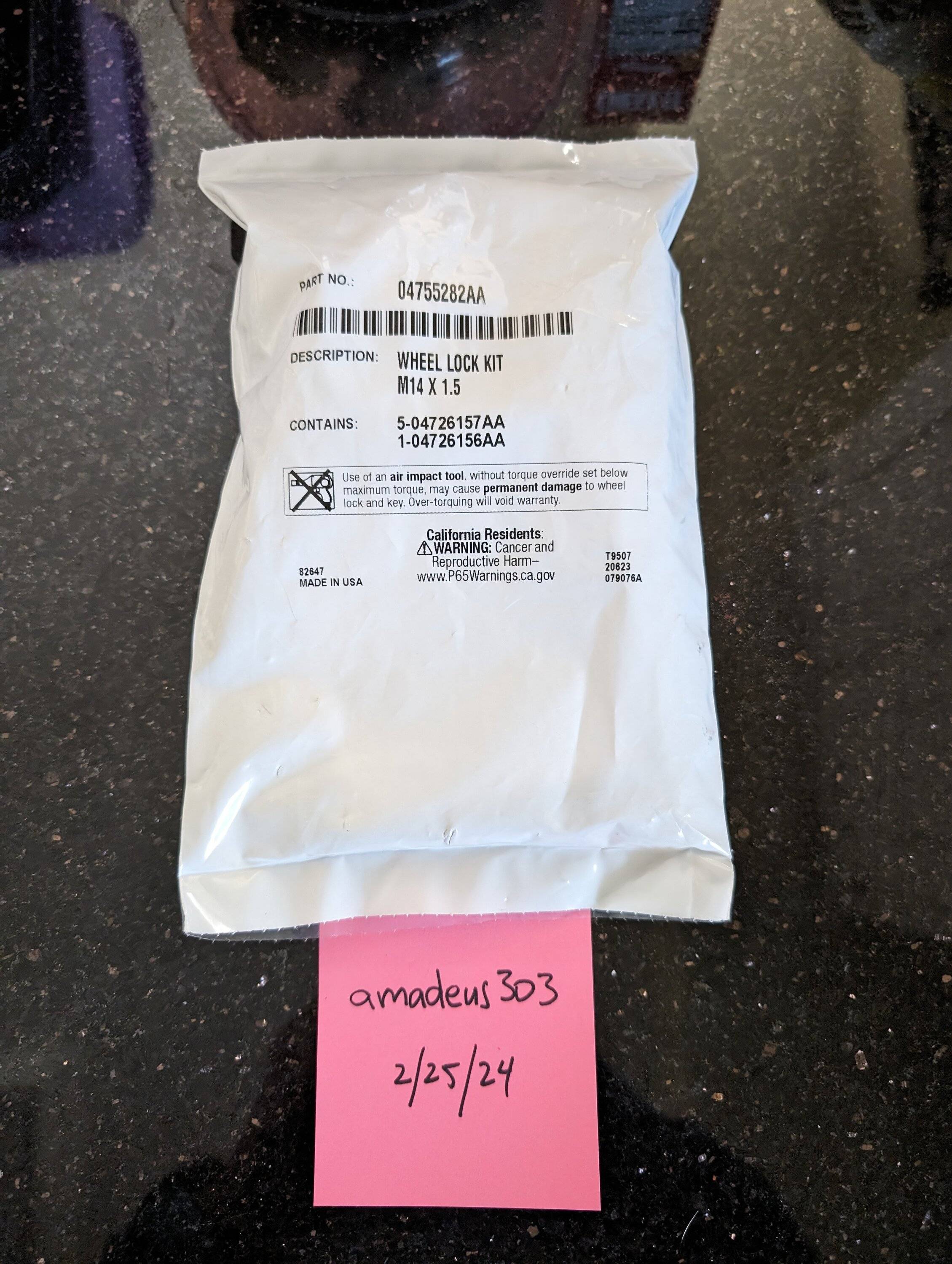 Jeep Gladiator FS: 2 Sets OEM Mopar Wheel Locks 1000006285