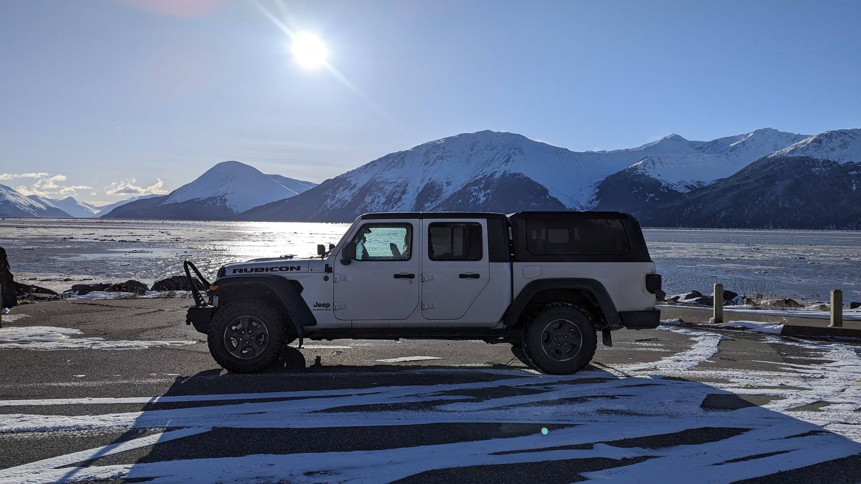 Jeep Gladiator Alaska Daily Drivers: Hydro Blue 80A and Bright White JTR PXL_20240225_195414797