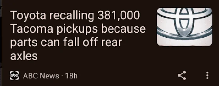 Jeep Gladiator Toyota recall over crash risk Screenshot 2024-02-28 091702