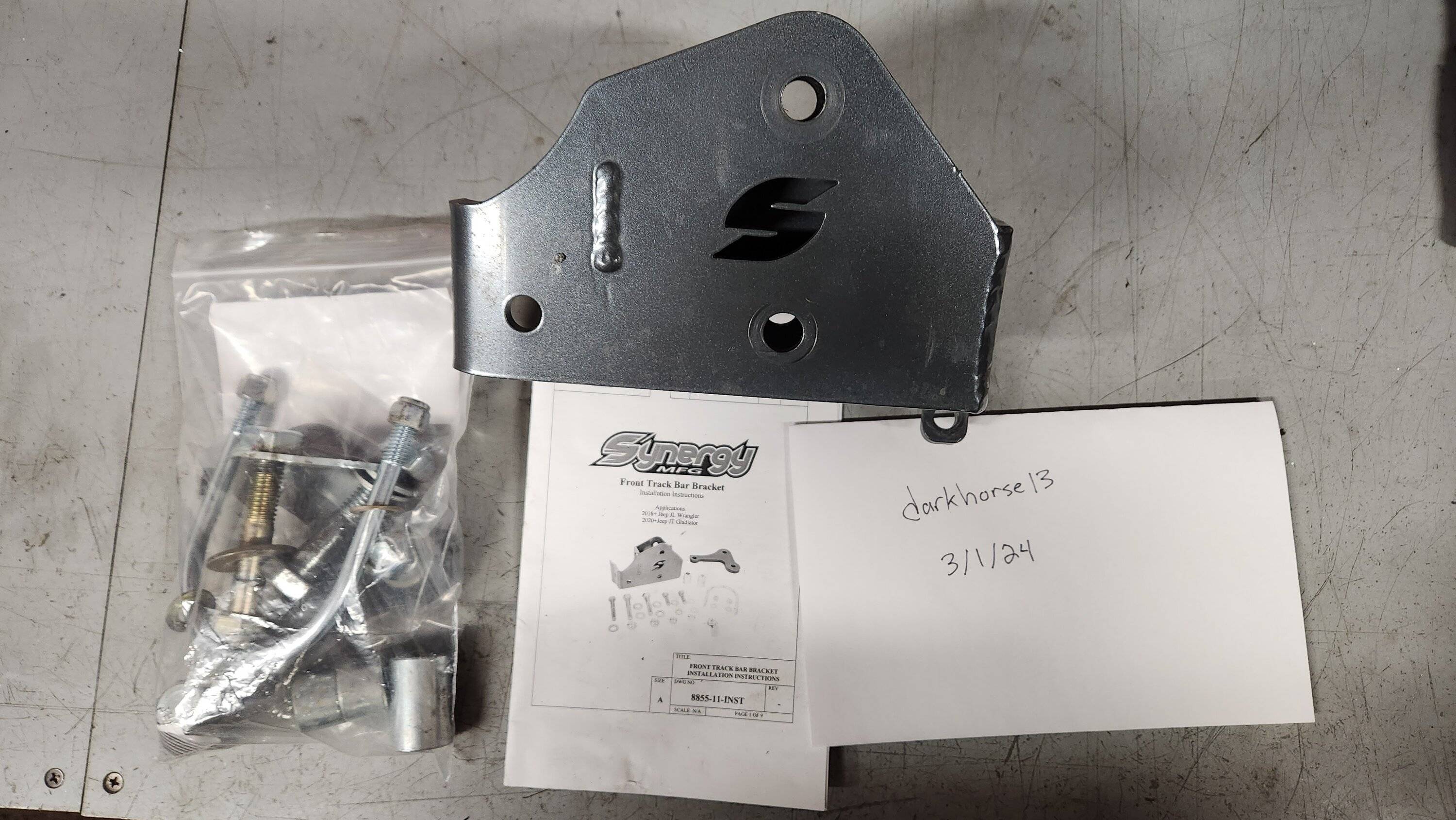 Jeep Gladiator Synergy Mgf Jeep JL / JT Front Track Bar Relocation Bracket for High Steer 20240301_180851