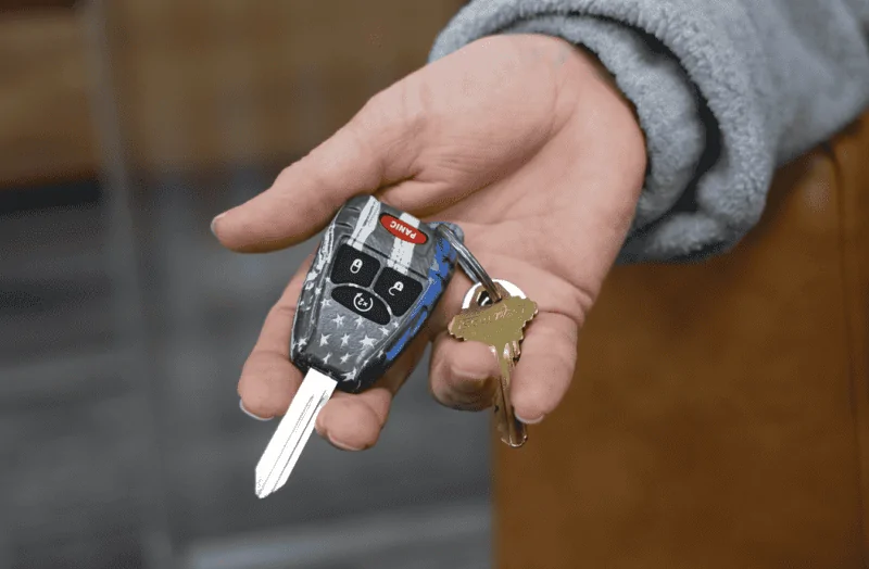 Jeep Gladiator ? Threedom - Custom Design Wrangler JK Key Fobs! jkfob_flagwithbluelin