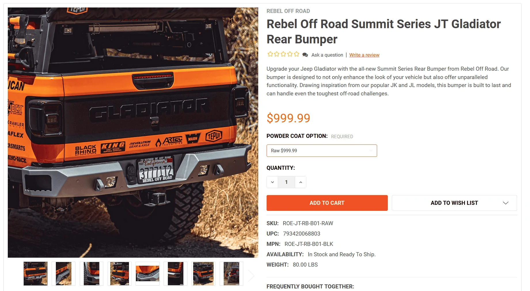 Jeep Gladiator Rear Bed Sliders / Protection Captur