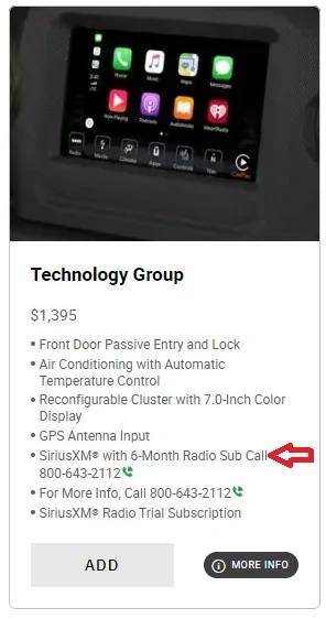 Jeep Gladiator Uconnect4 7" has no XM radio . XM