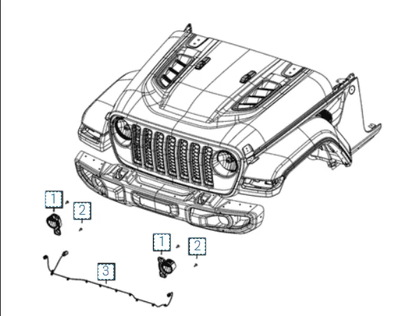 Jeep Gladiator Need Part Number - Steel Bumper OEM LED Fog Lights Wiring Harness 1709911117678