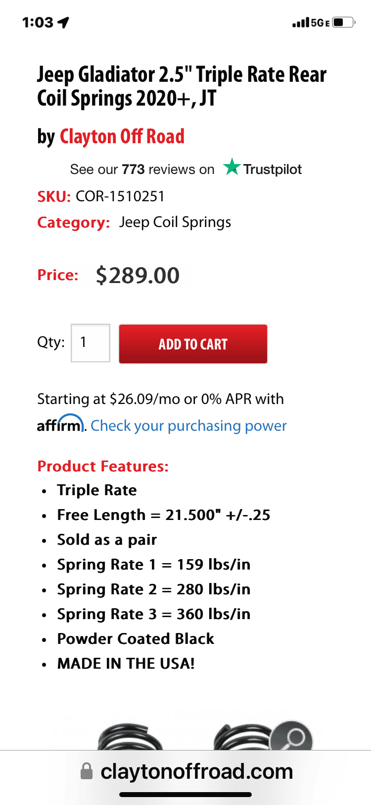 Jeep Gladiator Clayton 2.5” Overland rear springs IMG_0819