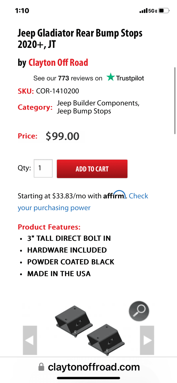 Jeep Gladiator Clayton rear bumpstops IMG_0821