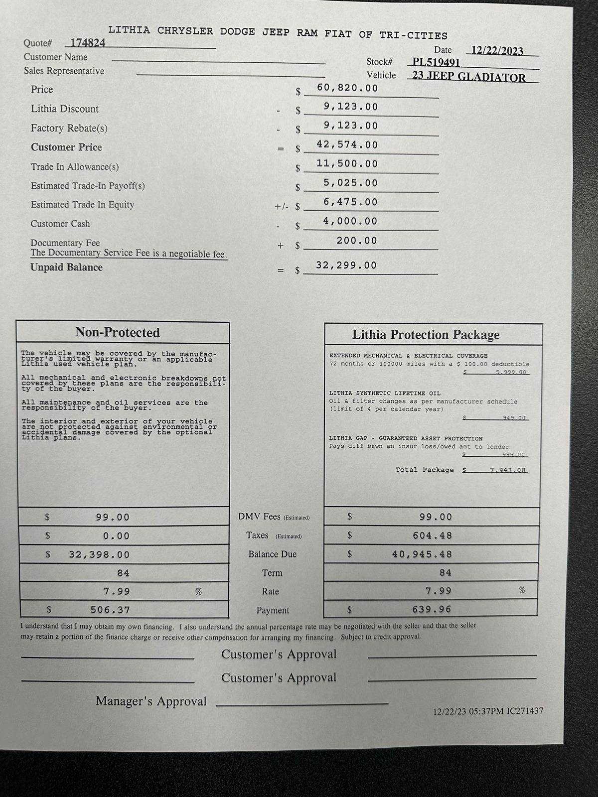 Jeep Gladiator Is this a good deal (deal attached) Red gladiator deal 12-22