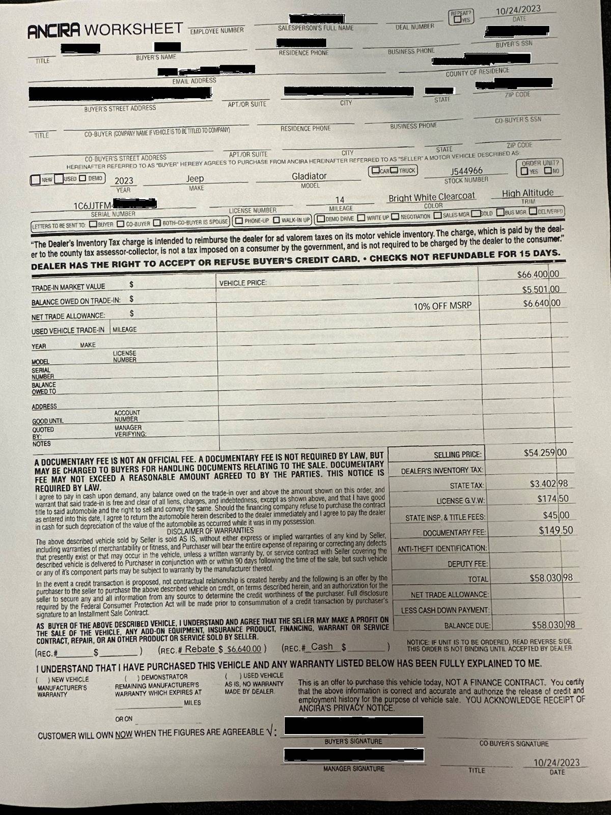 Jeep Gladiator Is this a good deal (deal attached) worksheet1