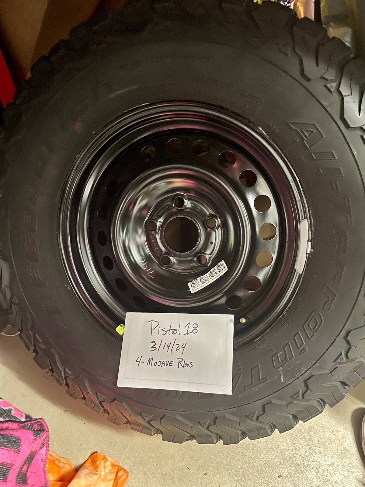 Jeep Gladiator FS- 17” steel spare from Mojave and KO2 tire $125 or BO F948A8CB-FA51-4B7E-87CC-52F682F1DD4C