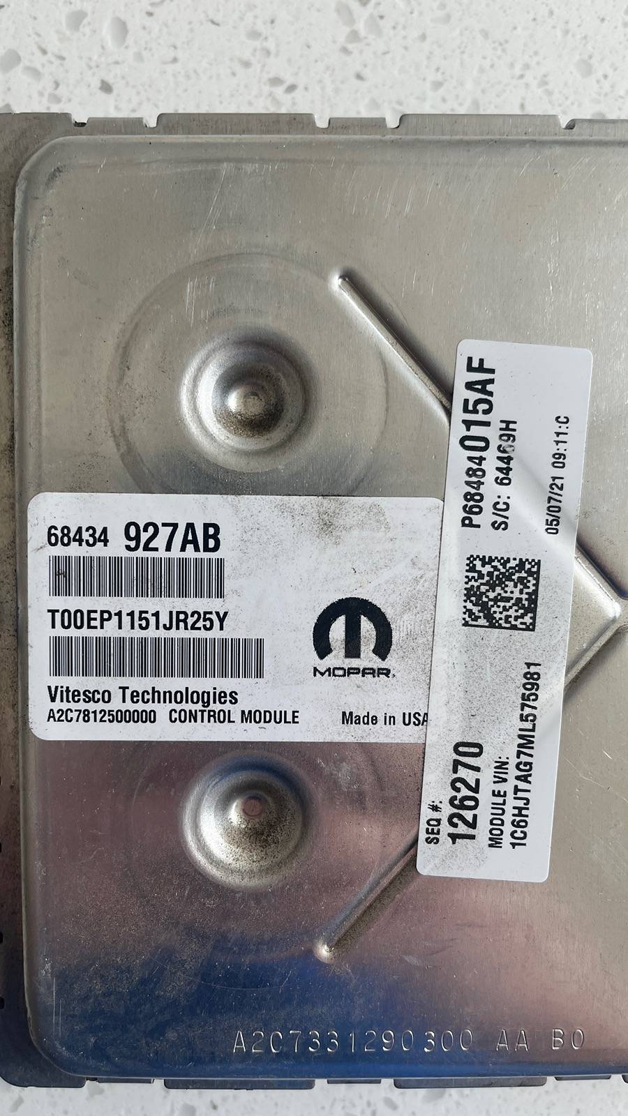 Jeep Gladiator ECU stock from 2021 gladiator sport auto IMG_7890