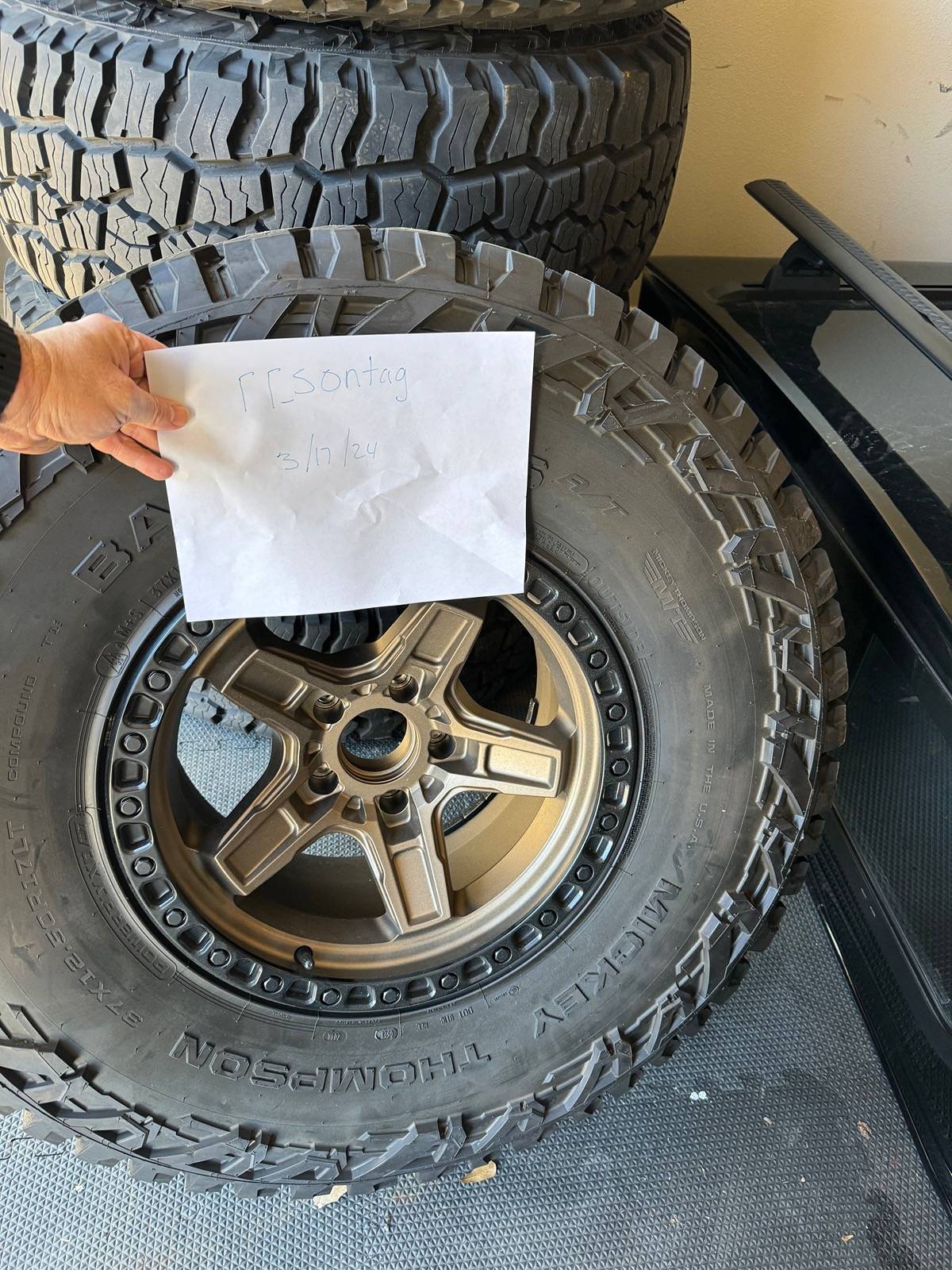 Jeep Gladiator Set of 5-37” Mickey Thompson Baja Boss AT and fuel wheels. IMG_0024