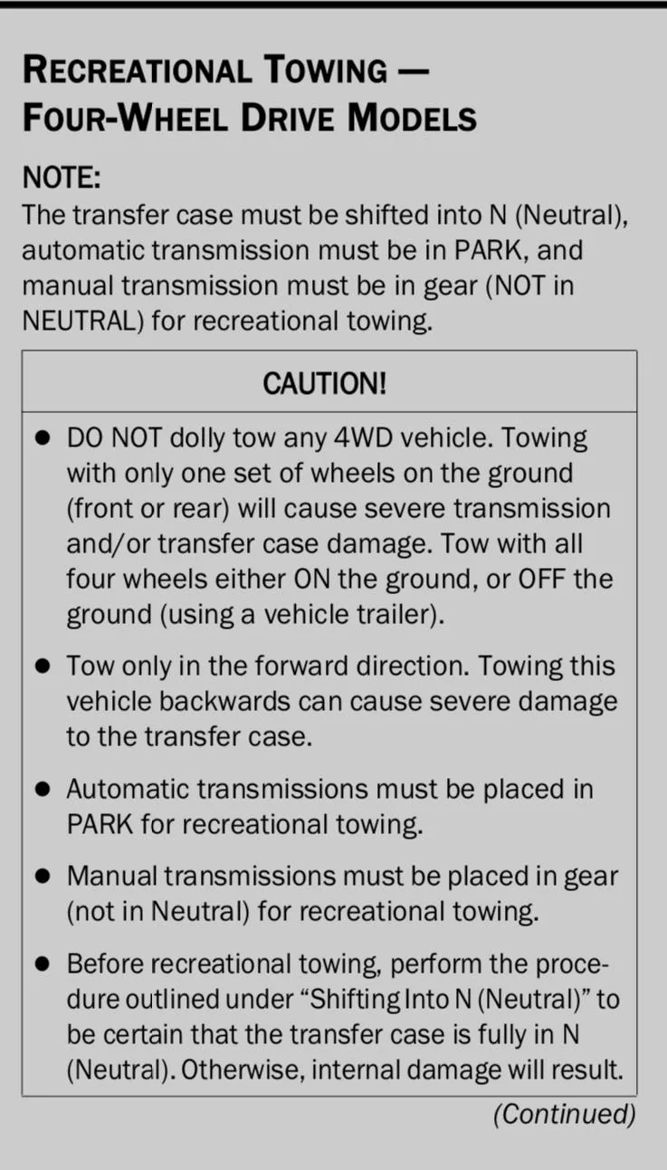 Jeep Gladiator Why does the owner's manual say no tow dollies? IMG_3788