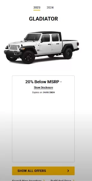 Jeep Gladiator Current '23 discounts ending 3/31/24? jeep2