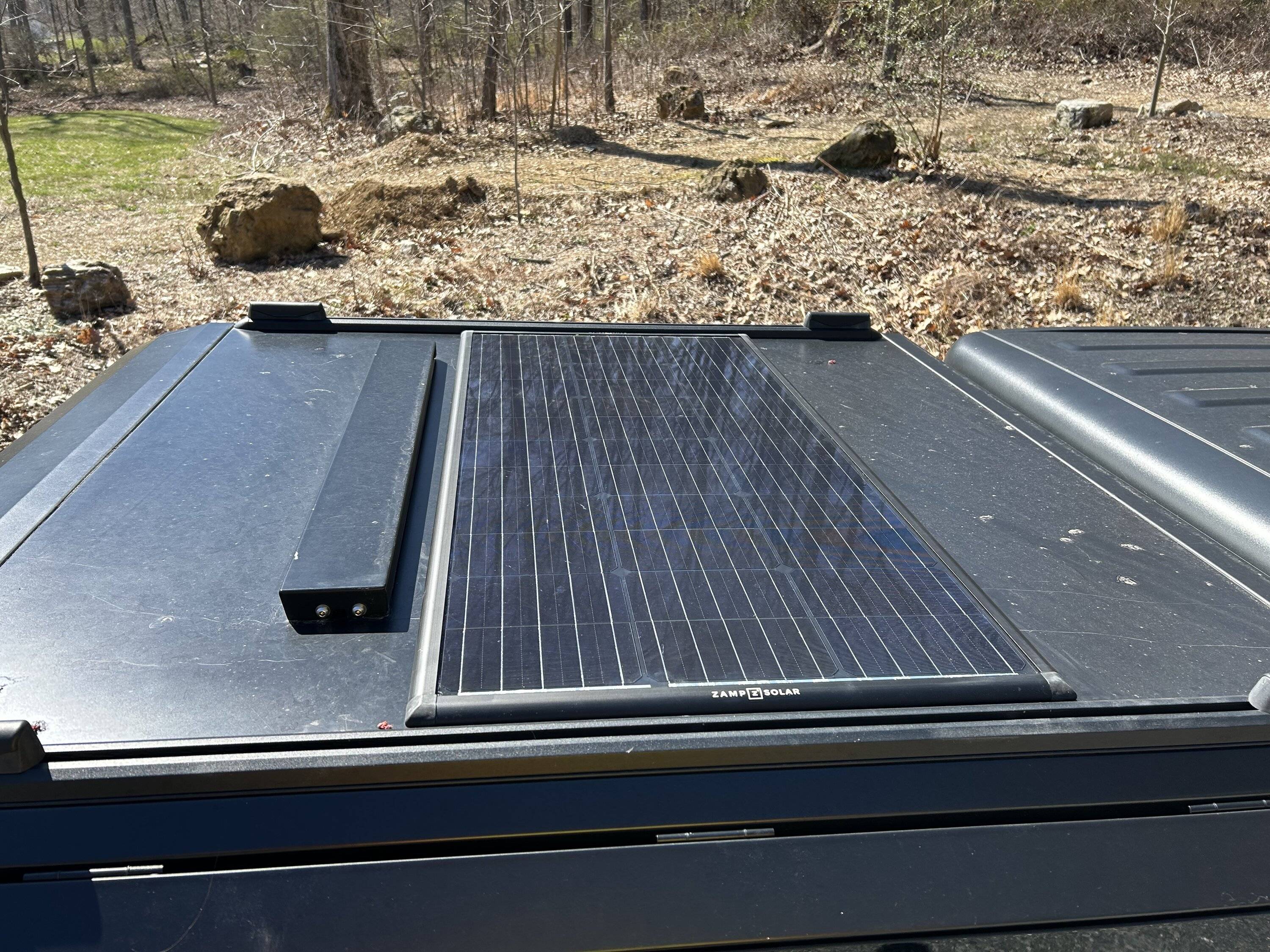 Jeep Gladiator Zamp solar system install on RSI cap IMG_0468