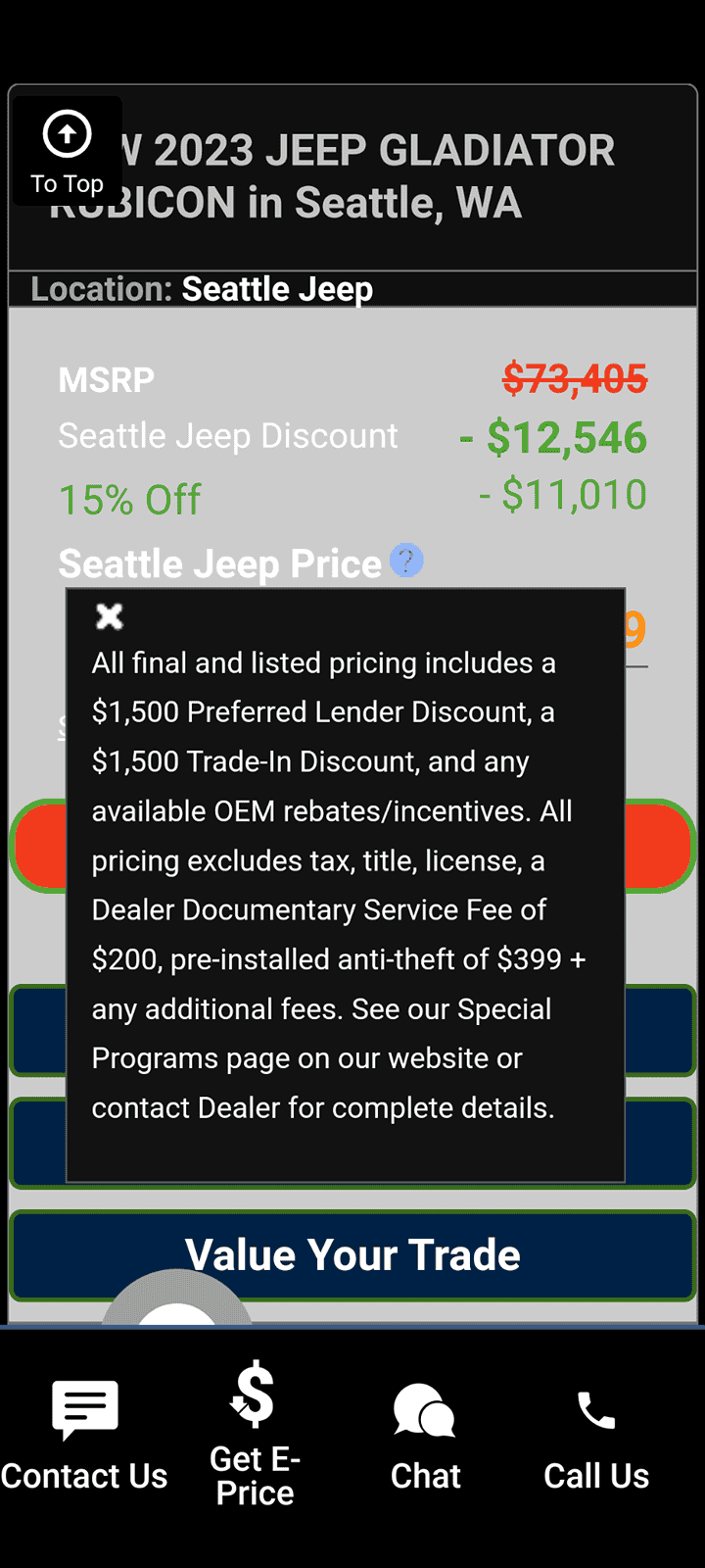 Jeep Gladiator 73,405 MSRP Diesel Rubicon 48,849 32% off Screenshot_20240324-082134