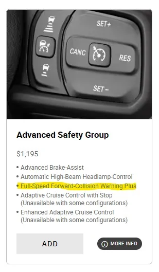 Jeep Gladiator Front collision radar Screenshot 2024-03-27 072216