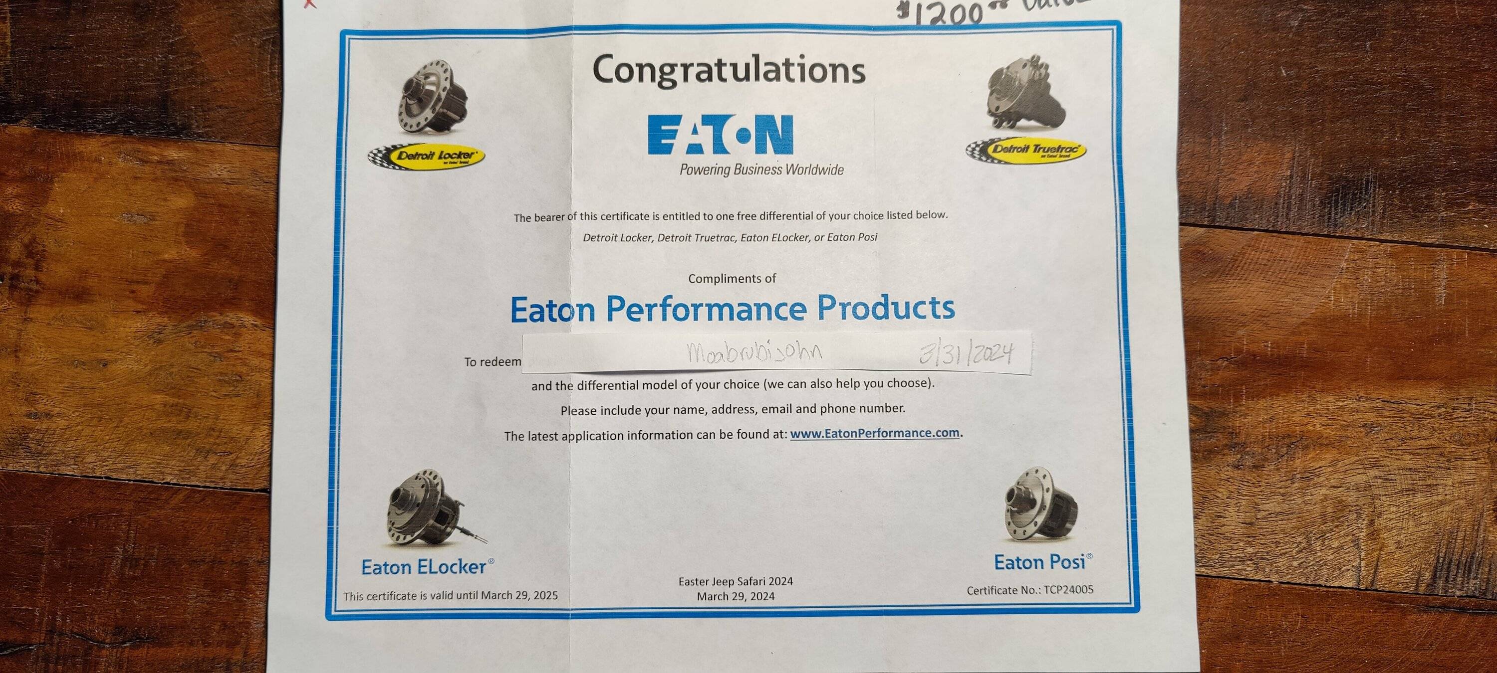Jeep Gladiator Locker of Your Choice cert