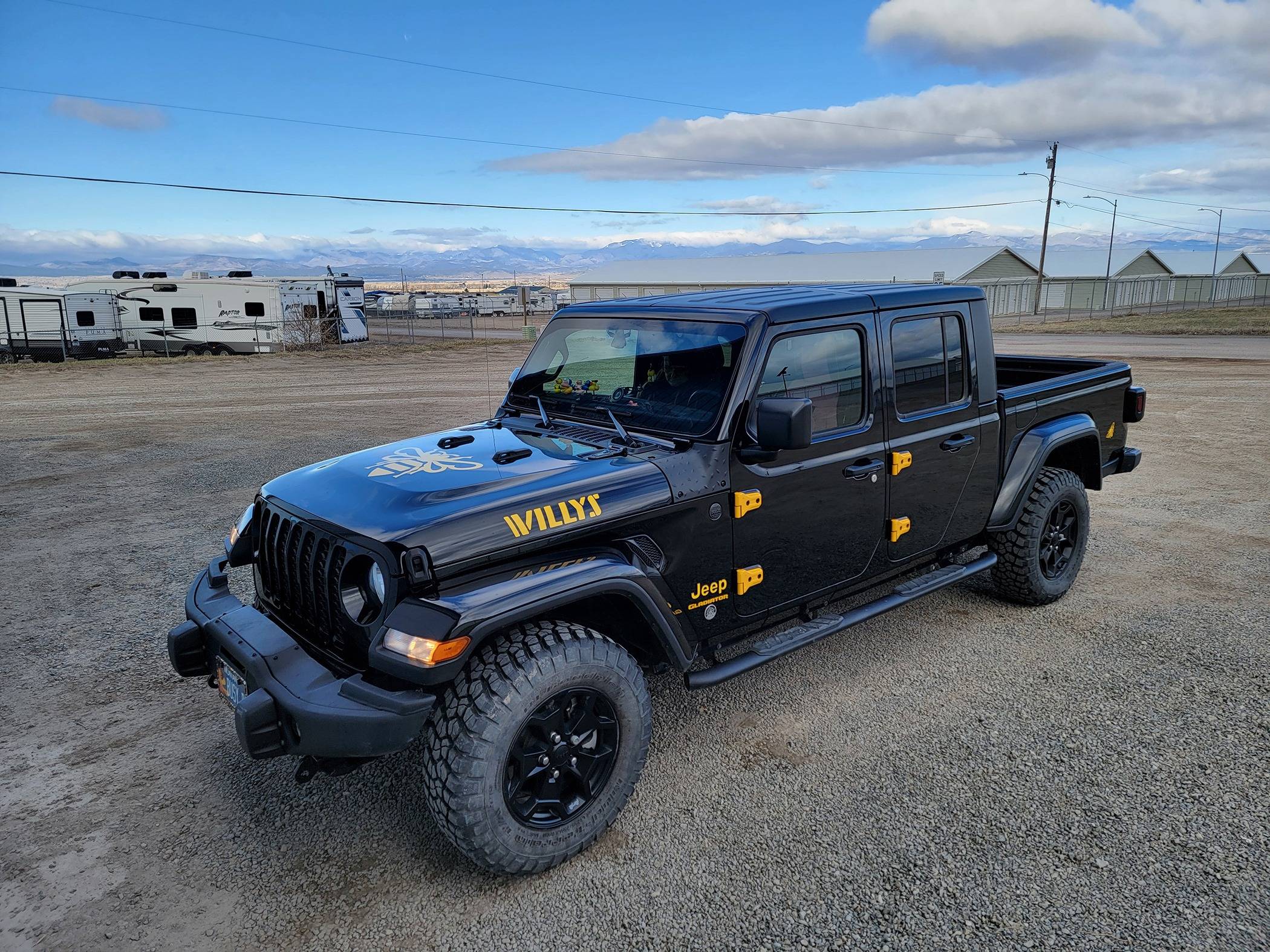 Jeep Gladiator Our new 23 sport s Willys. AEV JK bumper with it's skid plate, frame mounted recovery points, lots of vinyl getting applied. I 1000009906