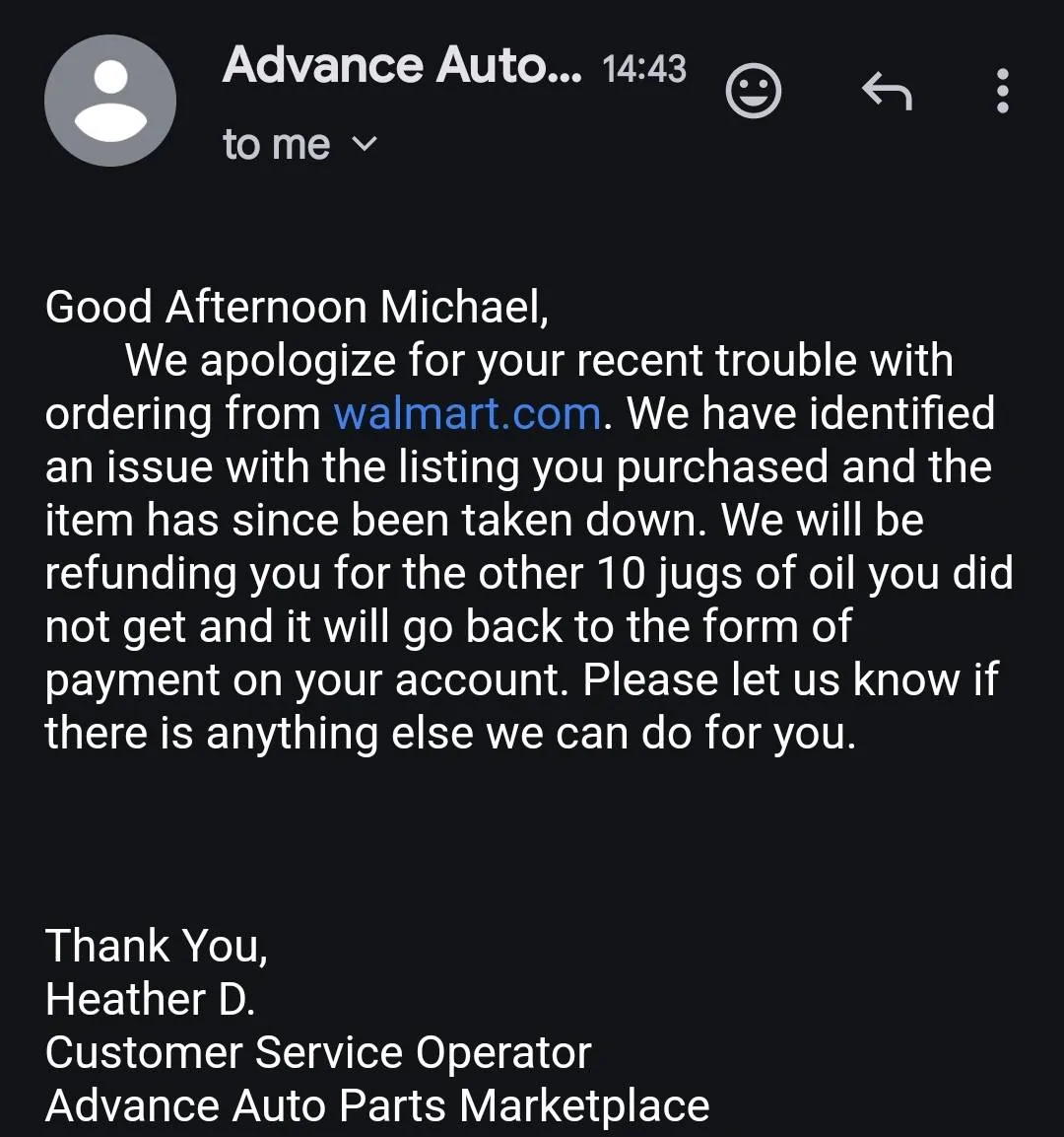 Jeep Gladiator Wow!! Anyone need 5W-30? **EXPIRED** Screenshot_20240407_182708_Gmail