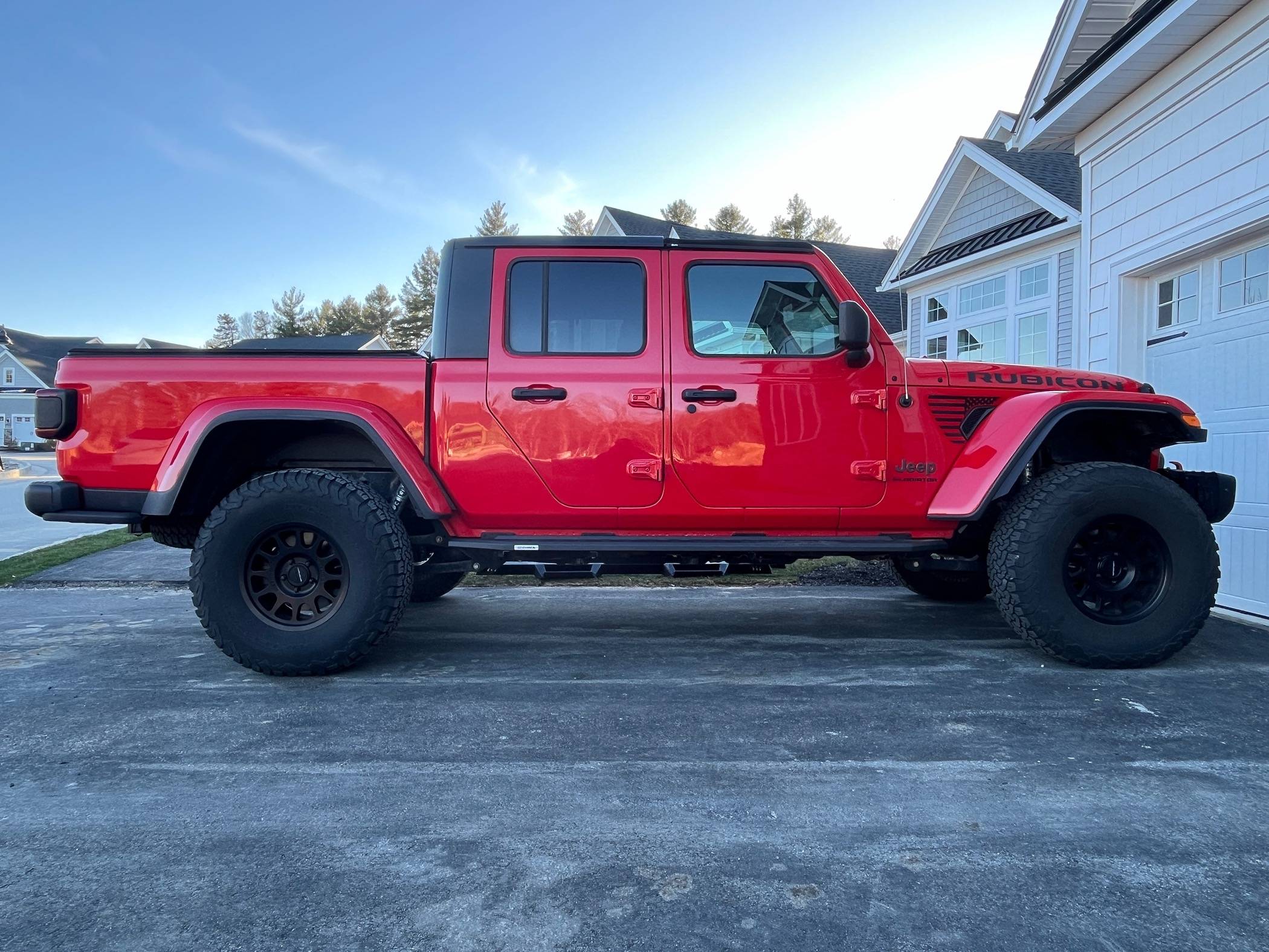 Jeep Gladiator Alphaequipt Foxtrots wrapped with Nitto 38” Ridge Grapplers on Firecracker Red JTR IMG_0337
