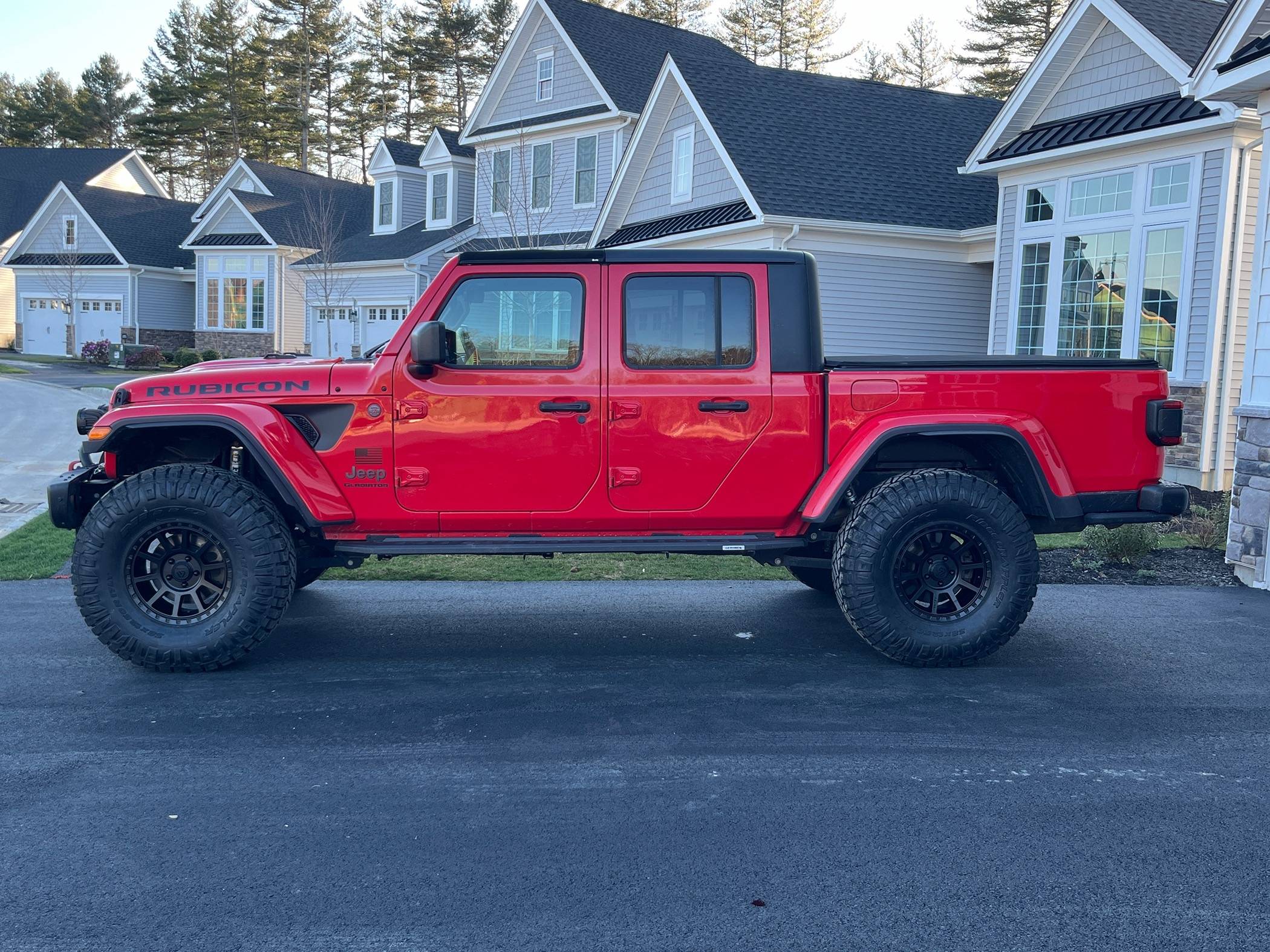 Jeep Gladiator Alphaequipt Foxtrots wrapped with Nitto 38” Ridge Grapplers on Firecracker Red JTR IMG_0383