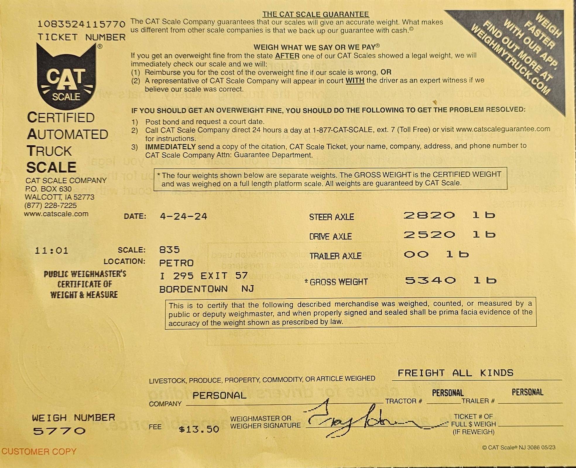 Jeep Gladiator I weighed myself! CAT ticket