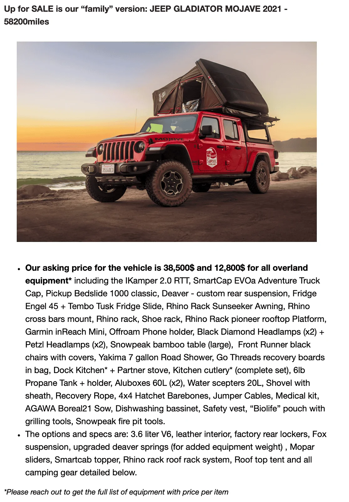 Jeep Gladiator Cypress Overland Mojave & JLU for sale (fully built trucks) Screenshot 2024-05-07 at 6.02.51 PM
