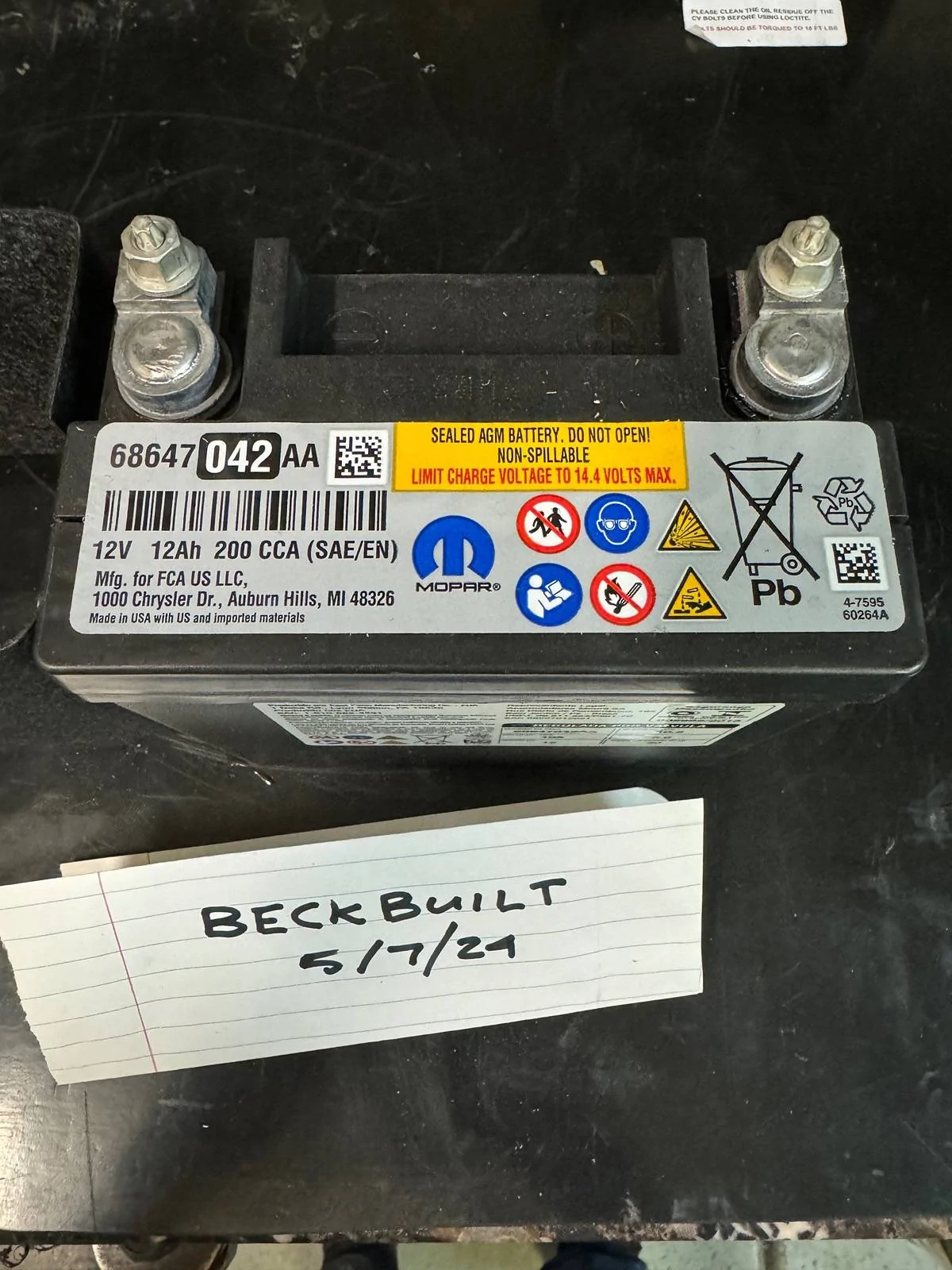 Jeep Gladiator Small OEM Battery 2023 JT IMG_3936