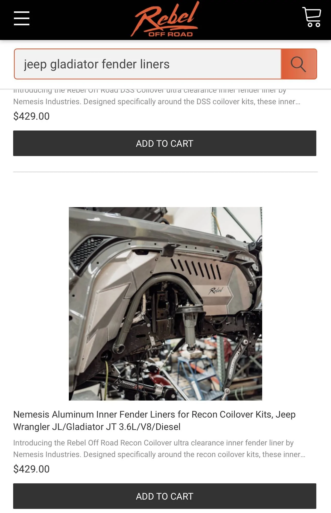 Jeep Gladiator Nemesis aluminum inner fender liners for Rebel Recon coil over kit IMG_0187