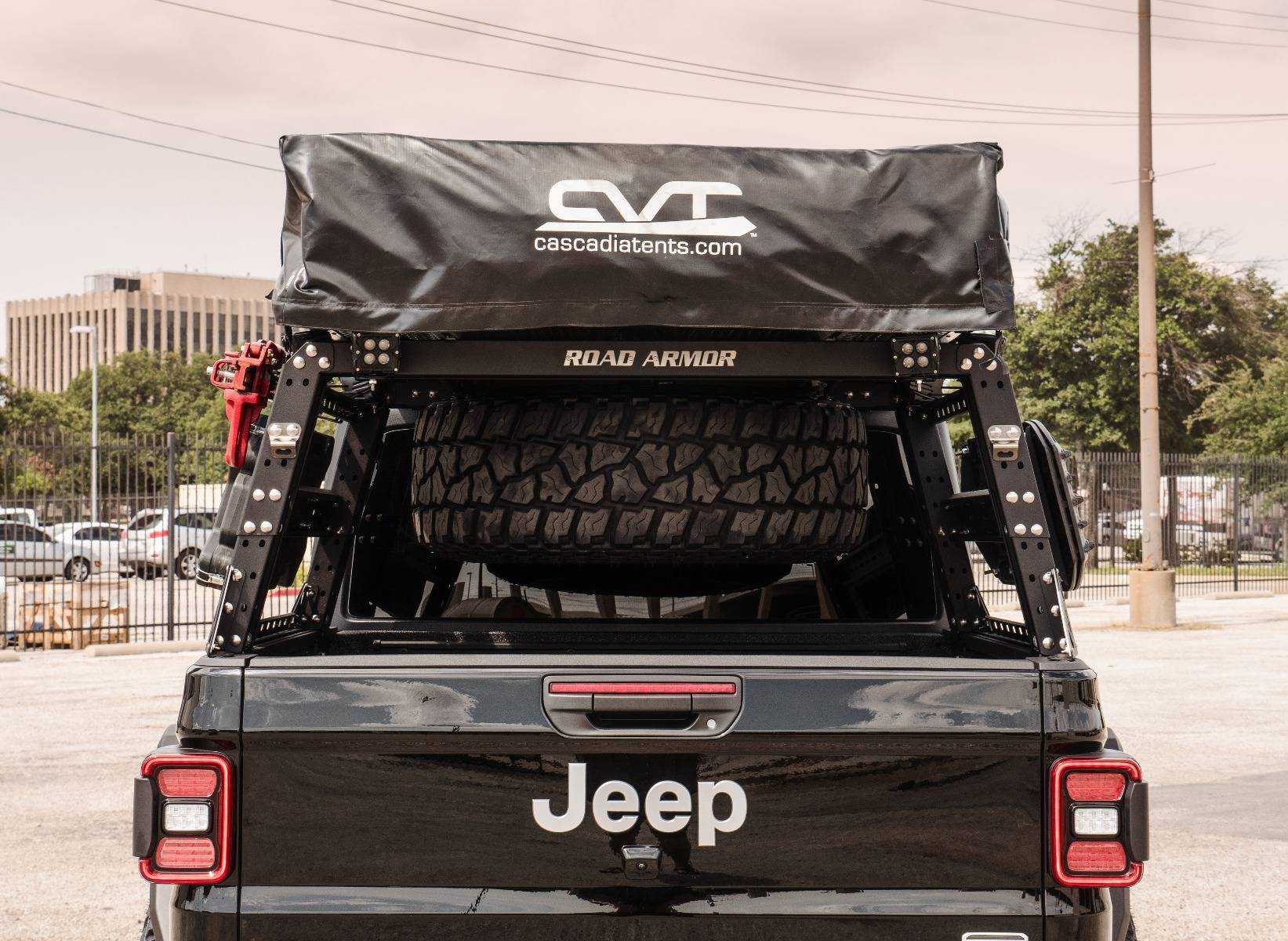 Jeep Gladiator Bed Rack Mounted Spare Tire Solution bed-rack