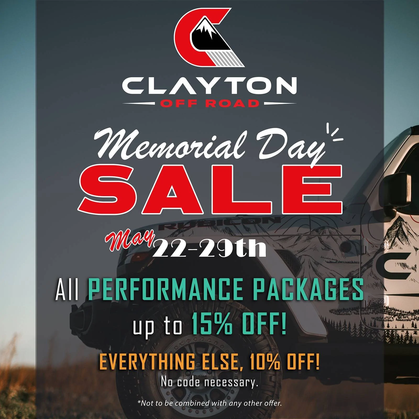 Jeep Gladiator Clayton Off Road Memorial Day Sale Memorial Day 24 social