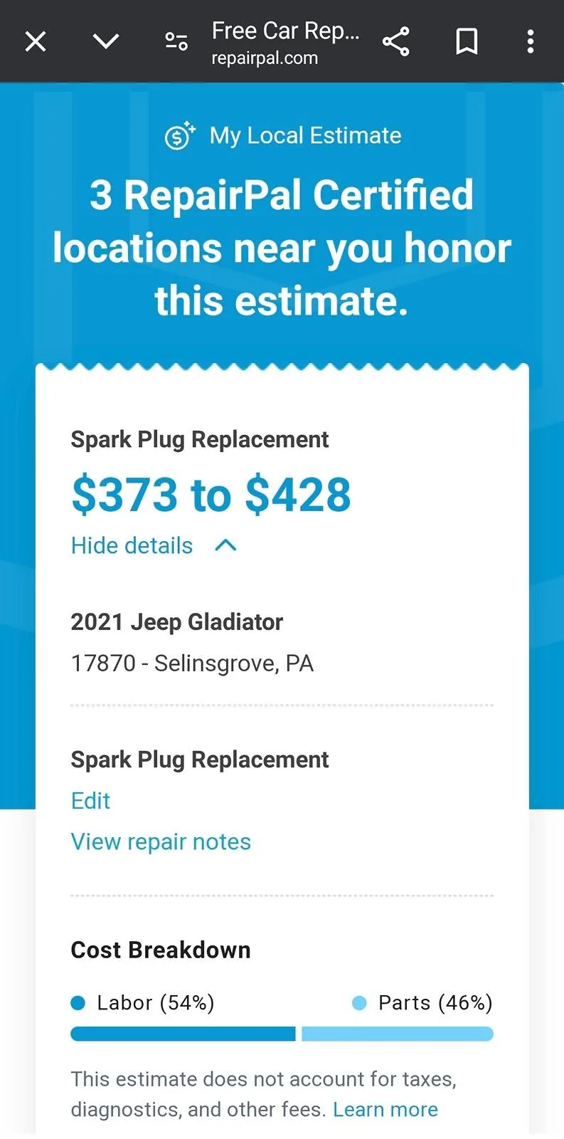 Jeep Gladiator $340 to do the coil packs and spark plugs Screenshot_20240527_135541_Chrom