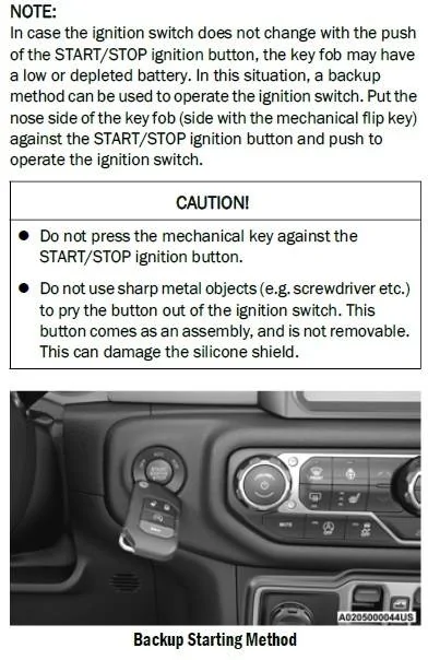 Jeep Gladiator Starter Replacement backup Method